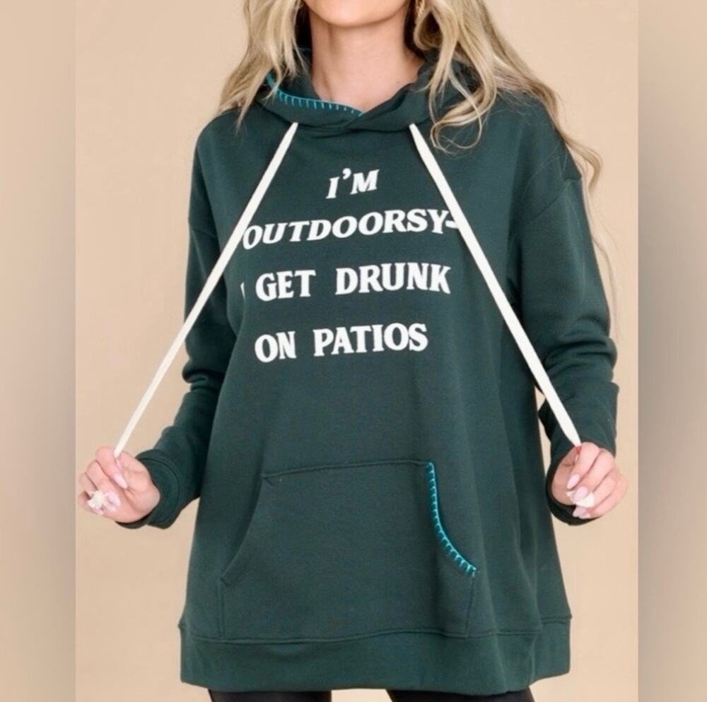 NWT Wildfox Outdoorsy Hoodie Women's Green Size X-Large XL